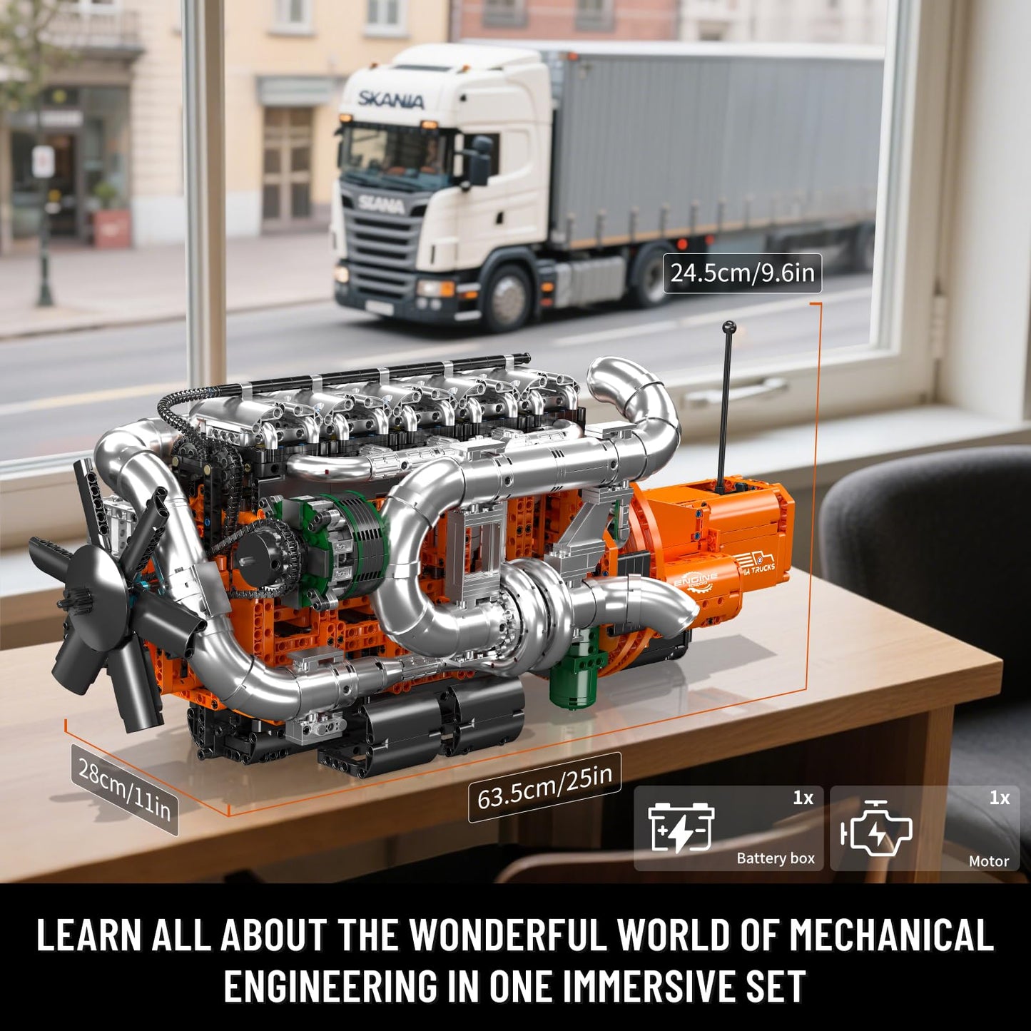 Mould King Heavy Truck Engine with Transmission  Engine Model Kit That Runs  Engines Building Blocks Set for mature-themeds with Battery and Motor  STEM Toy for Children Kids Boys Girls (3236 PCS)