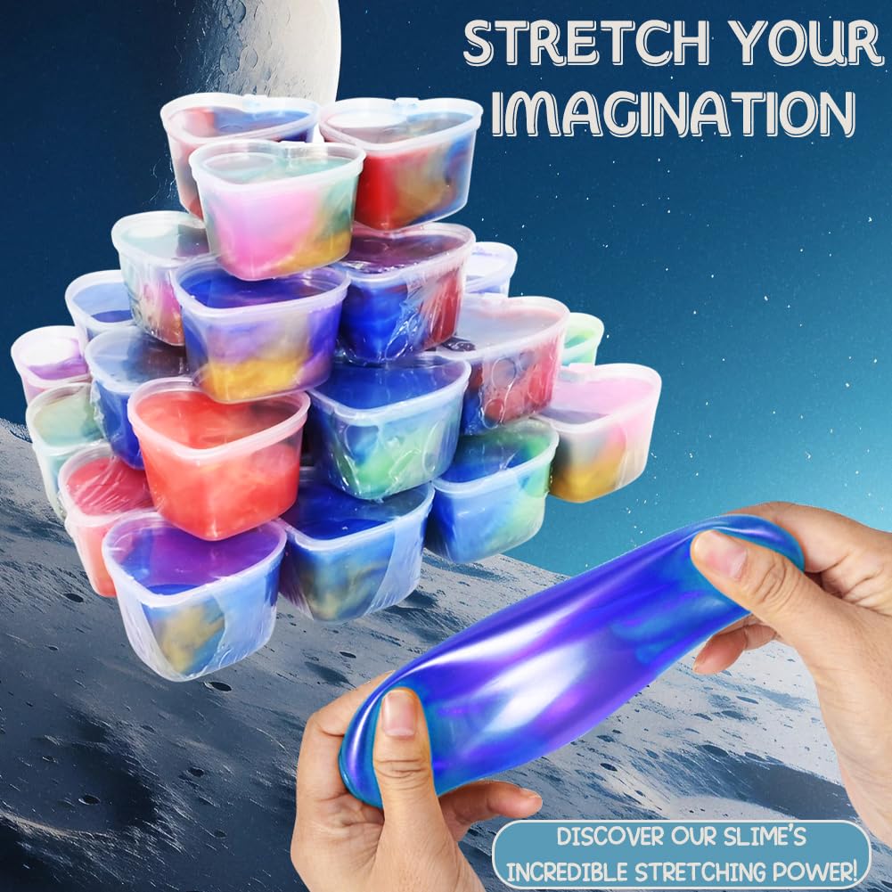 28 Pack Galaxy Slime, Outer Space Stress Relief Diy Slime Toys For Kids Easter Egg Hunt Easter Basket Stuffers Filler Classroom