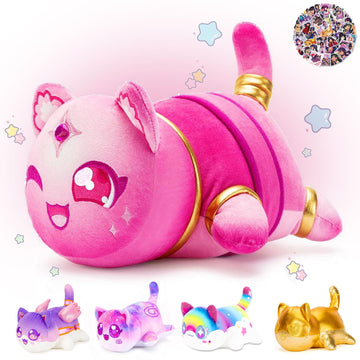 LCCOOUS 61-PCS ?6.1'' Goddess Cat Plush+ 60pcs Cat Stickers -Meow Cat Plush - Meow Cat Stuffed Animal Collection, Birthday Gift 