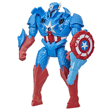 Marvel Avengers Mech Strike Captain America Action Figure, 8-Inch, Multicolored, F5072, Deluxe Toy for Kids Ages 4 and Up