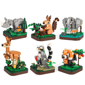 Qwljyfv Mini Land Animals Building Blocks Set,Cute Elephant Panda Kangaroo Display,Easter Small Building Toy For Boys And Girls,
