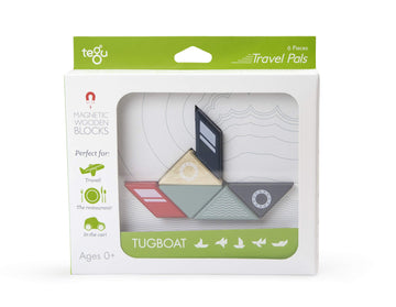 6 Piece Tegu Travel Pal Magnetic Wooden Block Set, Tugboat