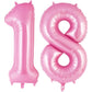 Pink Number 18 Balloon, 40 Inch Big Large Foil Helium Number Balloons, Giant Mylar Number 18 Balloons For 18 Years Old Birthday