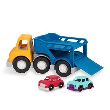 Battat- Wonder Wheels- Toy Carrier Truck & 2 Toy Cars - Toy Truck Playset For Kids, Toddlers - Pretend Play- Recyclable Material