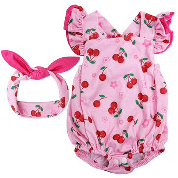 Babeside Reborn Baby Doll Clothes Cherry Pattern For 17- 22 Inch Baby Doll Clothes Outfits With Headband Newborn Girl
