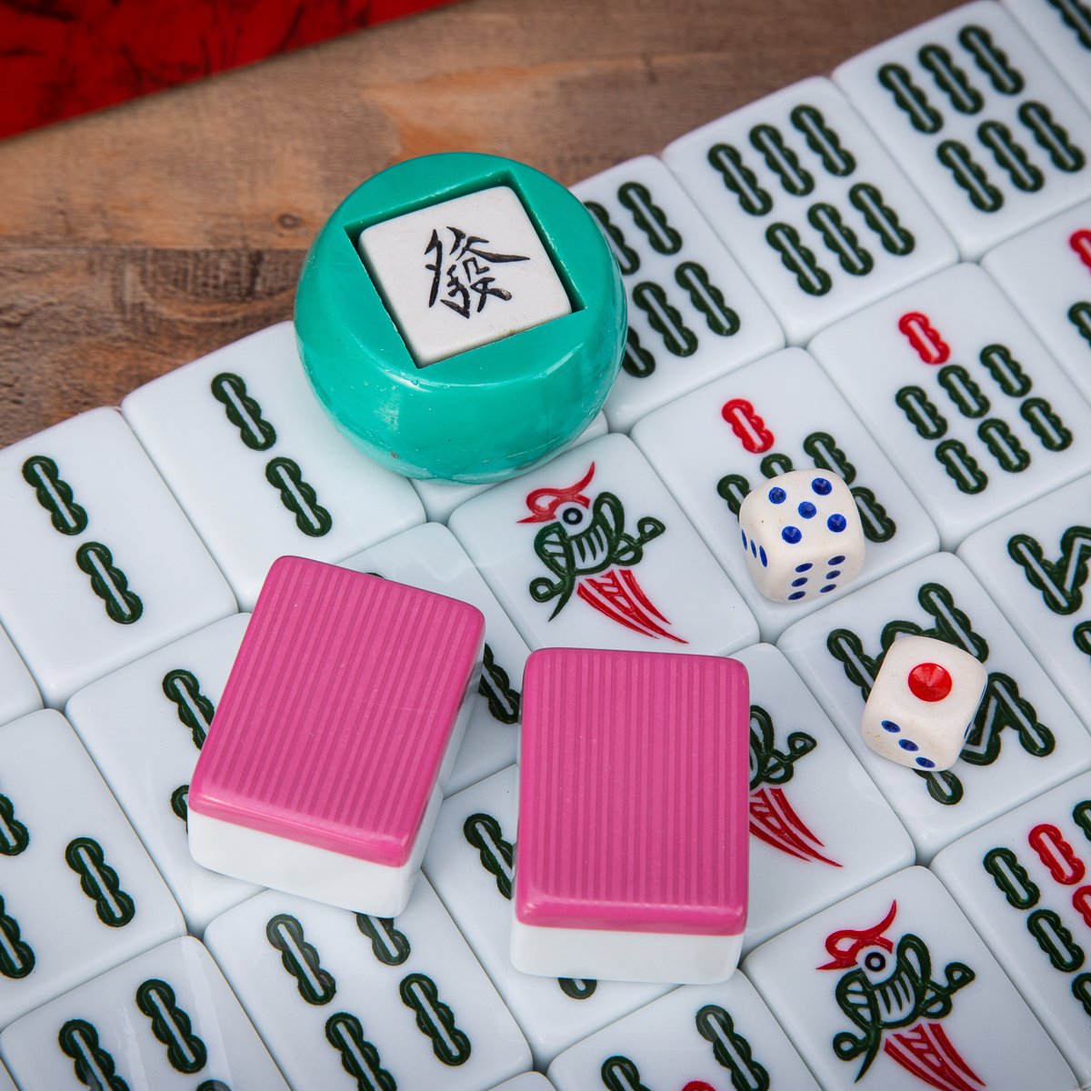 THY COLLECTIBLES Mahjong Game Set 144 Tiles + 2 Spares, Pink Melamine, Model GAM210