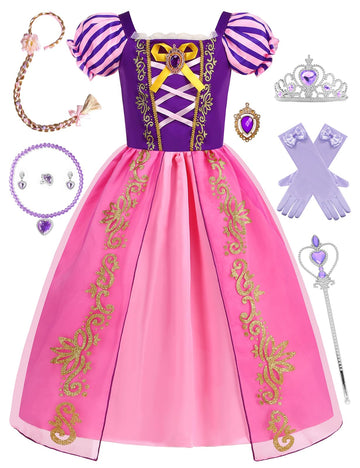 Relarliya Girls Princess Costume Kids Fancy Dress Up Clothes Cosplay Halloween Birthday Party Christmas 9-10Y