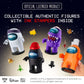Four Among Us Crewmate Figures With Stampers | 4.5-Inch-Tall Among Us Toys + 10 Hats & Accessories| Among Us Party Favors And Playable Collectibles | Includes The Impostor With Mouth Open | By P.M.I.