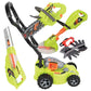 Cp Toys 6-Piece Power Gardening Toy Set For Kids Ages 3+, Child Size Indoor/Outdoor Play Kids Tool Set With Leaf Blower, Chainsaw, Lawn Mower, And More, Green