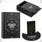 Wooden Tarot Card Case And Wooden Tarot Card Stand Holder, Tarot Cards Box Fortune Telling Trinket Keepsake Box With Pendulum Board Moon Shape Tarot Card Altar Display Stand For Witch (Stylish Style)