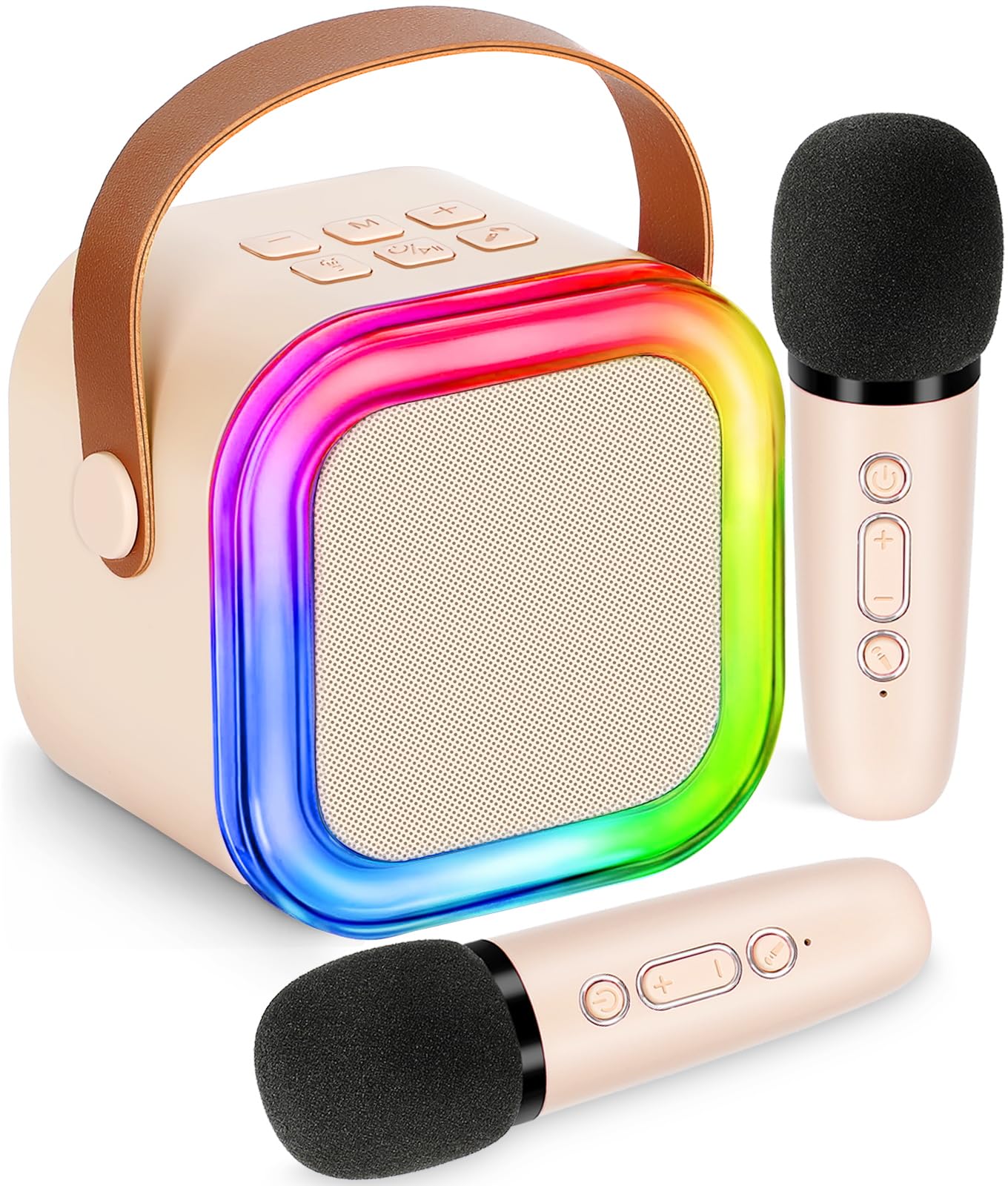 Mini Karaoke Machine For Kids,Girl Toys,Karaoke Microphone Wireless For Kids,Gifts For 4,5,6,7,8,9,10 Year Old Girl Toys (Beige)