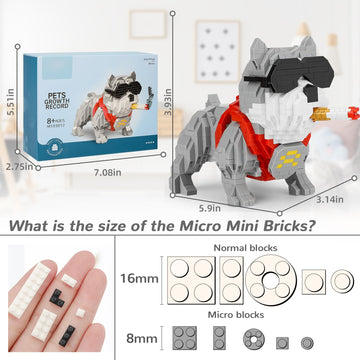 Cute Animal Bully Pitbull Micro Mini Building Blocks Kit, Mini Dog Micro Bricks Building Toys For Adults, Boys Girls, Party Favo