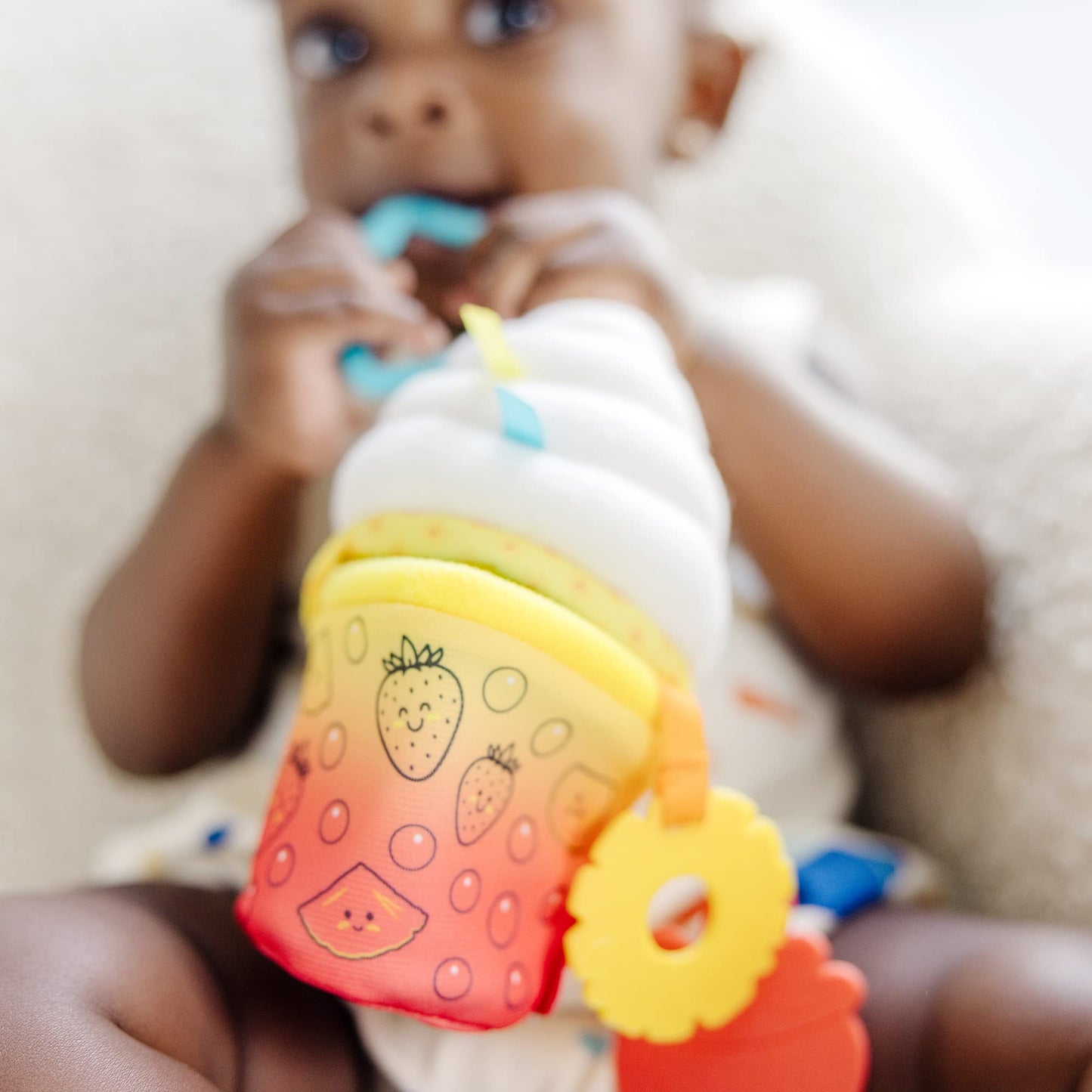 Melissa & Doug Bubble Tea Infant Toy | Multi-Sensory Clip-On | Fabric | Multicolor | Model 30744 | Developmental Toy for 0+