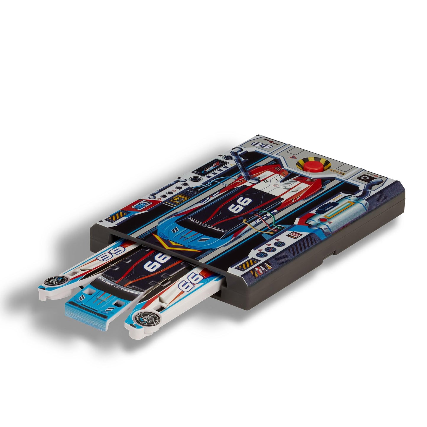 Flat 2 Fast Sky Blue 66 Card Racer | Load, Launch, Race - Pocket-Sized Racecar Toy Ages 5 And Up (Sold Each)