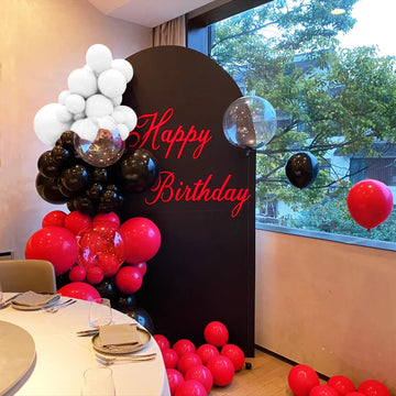 Red And Black Balloons 100Pack 12 Inch Matte Black Red And White Latex Balloon Bulk For Birthday Party Graduation Racing Car Pok