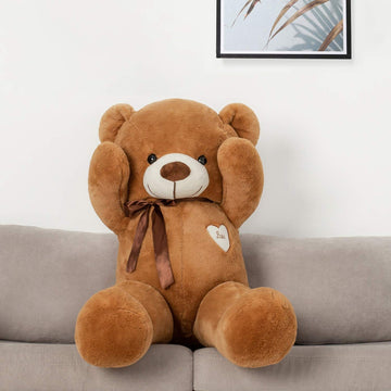 Yunnasi Big Teddy Bear Stuffed Animal 31.5 Inch Giant Teddy Bear With Love Heart Large Plush Toy Huge Soft Doll Gift For Kids Girls Girlfriend On Birthday Valentine'S Day Christmas Baby Shower Brown