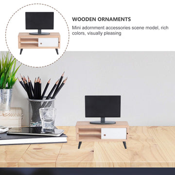 Toyvian 1/12 Scale Dollhouse Miniature Living Room Television Mini Tv Cabinet Doll House Furniture Tiny Tv Set for Mini Furnitur