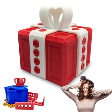 Rtsqycb Annoying Gift Box With Screws, Just For You Finger In A Box, Surprise Funny Prank (Red White, M)
