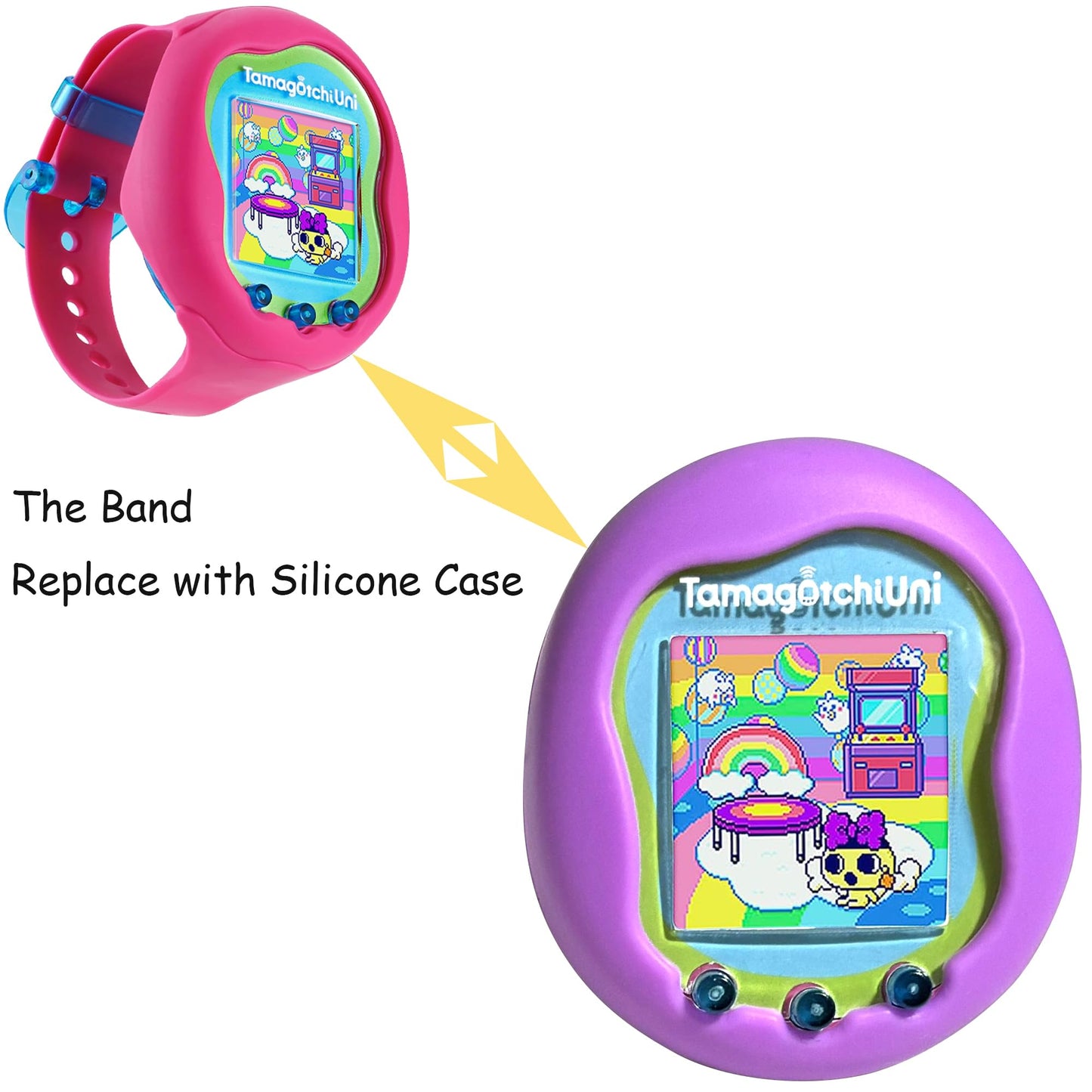 Leotube Silicone Shell Cover Compatible With Tamagotchi Uni, Silicone Protective Sleeve Case For Tamagotchi Uni Protector Skin With Lanyard (Purple)