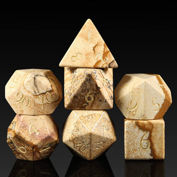 Picture Gemstone Dnd Dice ,Dndnd Full Set Natural Stone Dice Set With Gorgeous Gift Case For Dungeons And Dragon And Tabletop Ga