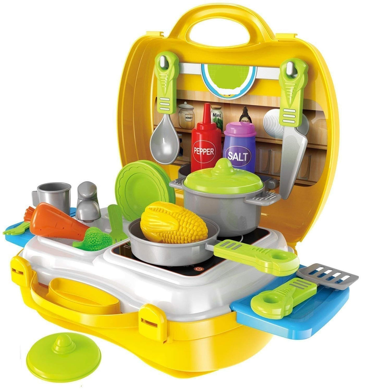 RPC99 Pretend Play Toy Kitchen Set for Kids Girls 26 Piece of Yellow Kitchen Set for Girls Non Toxic Plastic Toy Best Gift Kitch
