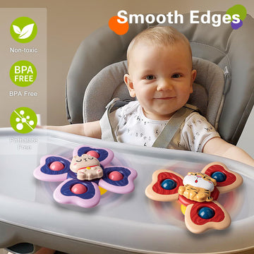 Tohibee 3Pcs Animal Suction Cup Spinner Toys For 1 2 Year Old Boys Spinning Toys Baby Toys 12-18 Months Sensory Toys For Toddlers 1-3 First Birthday Baby Gifts For 1 Year Old Girls