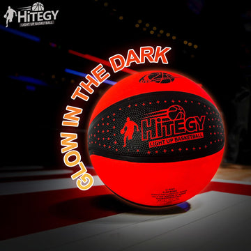 Hitegy Glow In The Dark Basketball - Water-Resistant, Size 7, Impact Activated, Includes Pump, Manual, Pre-Installed Batteries &