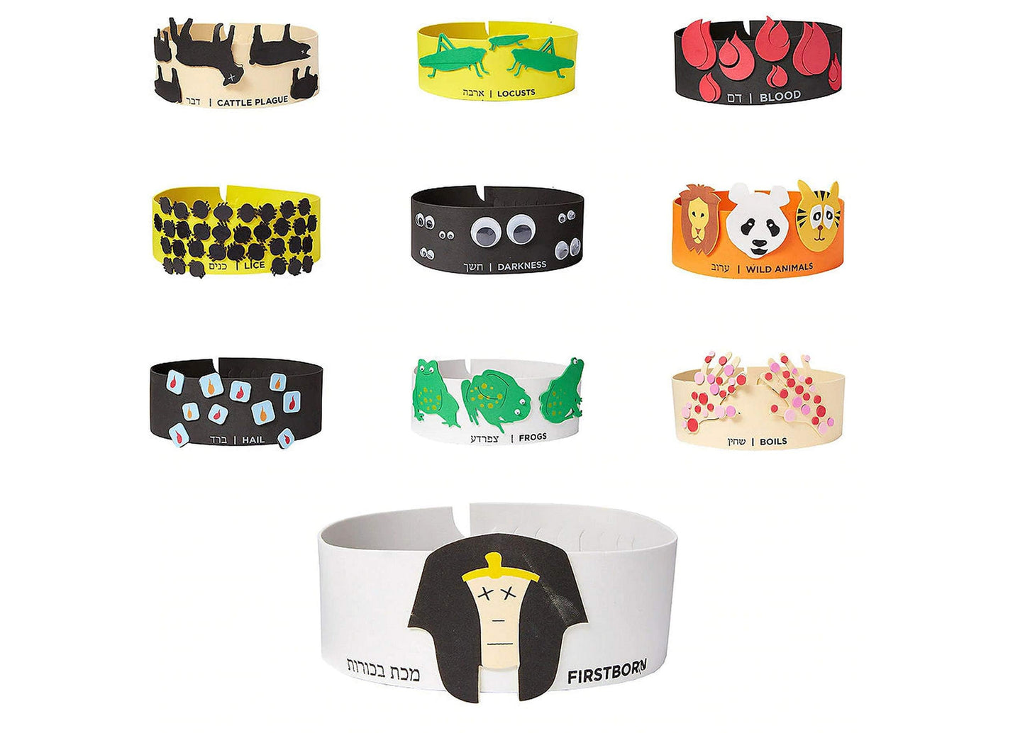 Rite Lite Passover Plagues Foam Headbands 10 Pack | Pesach Seder Gifts Jewish Holiday Party Favors Decor Educational Playful Lea