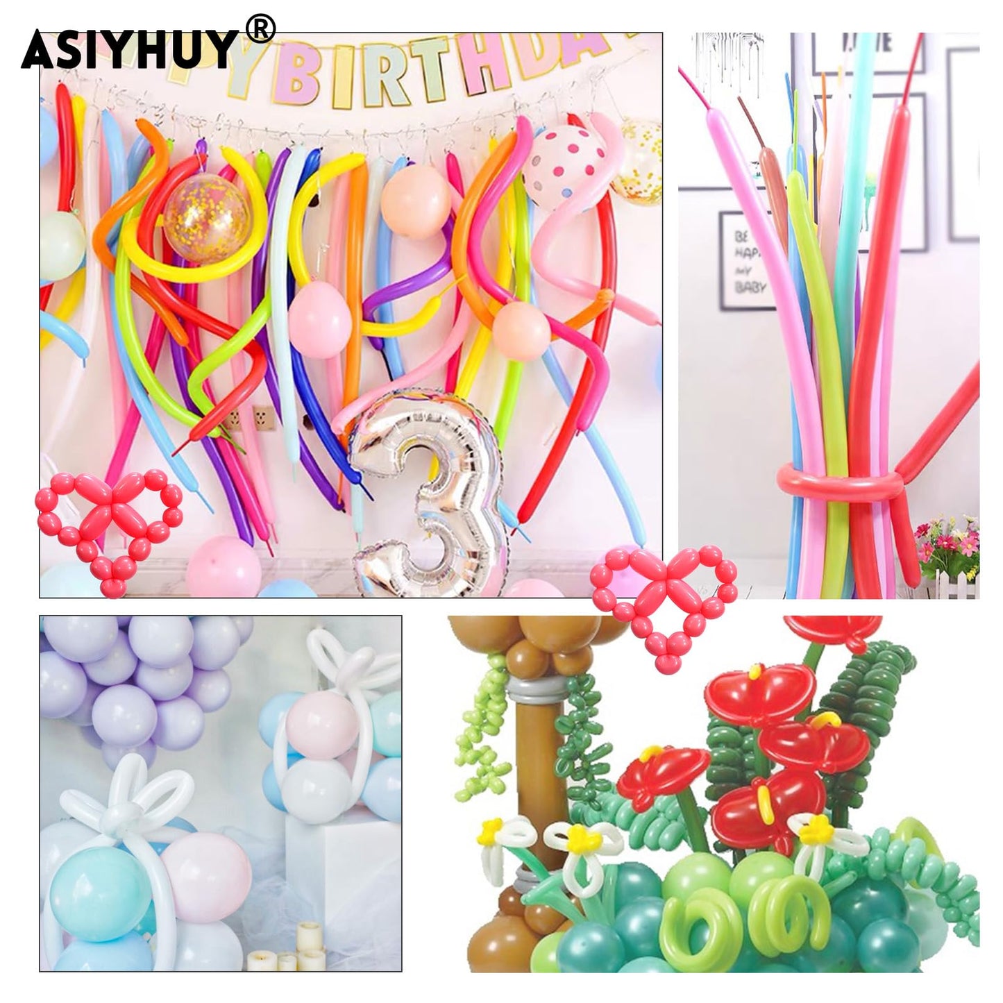 Pastel 260Q Long Balloons 100 Pack Twisting Animal Balloons Assorted Color Thick Latex Modeling Long Magic Balloons For Animal S