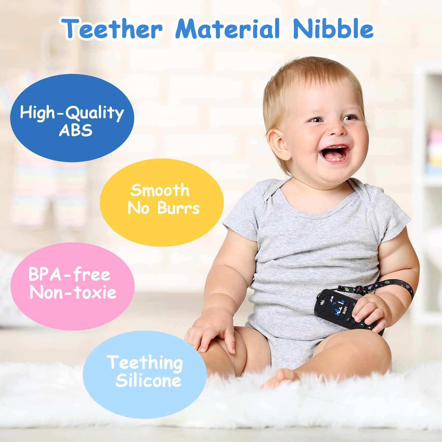 2Pcs Silicone Baby Teething Toys, Game Controller Teething Toys And Phone Teething Toys With 2Pcs Pacifier Clip,Bpa Free Silicon