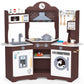 ANPABO Play Kitchen for Kids, Wooden Kids Kitchen Playset for Toddlers with Lights & Sounds, Pretend Play Toys with Coffee & Ice