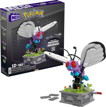 MEGA Pok?mon Building Toys  Motion Butterfree Collectible with Mechanized Movement and Display Case for mature-themed Builders and Collectors