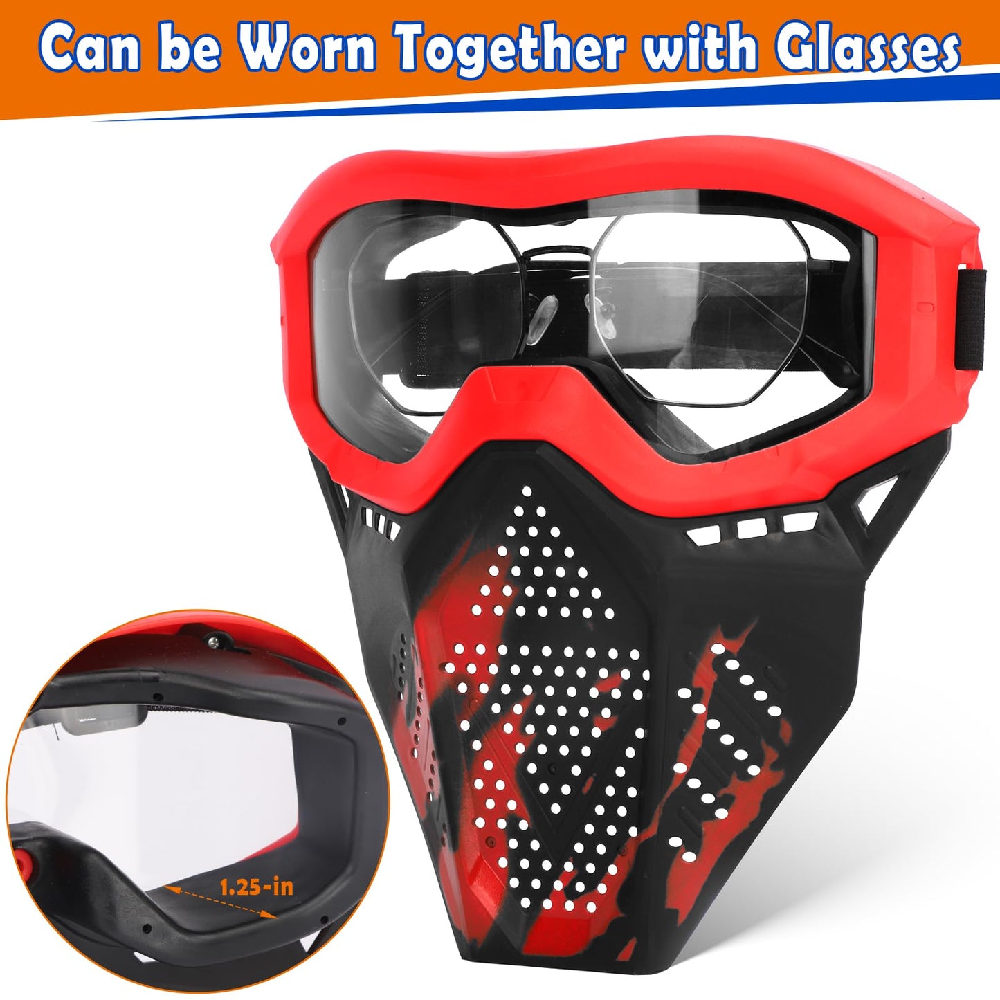 Pokonboy 4 Pack Tactical Mask For Kids, Safety Goggles Compatible With Nerf Rival, Apollo, Zeus, Khaos, Atlas, & Artemis Blasters Age 8+ Years Old