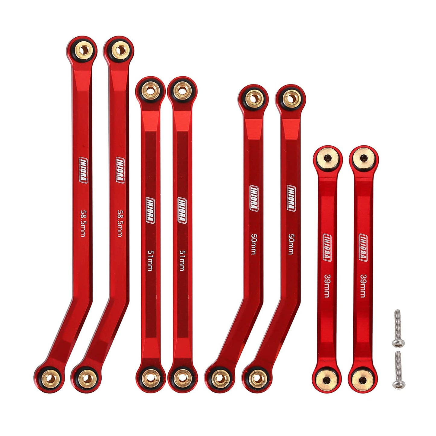INJORA High Clearance Front 4 Links Set for SCX24 JLU AXI00002 C10 AXI00001 Bronco Axial 1/24 RC Crawler Car, 8PCS(Red)