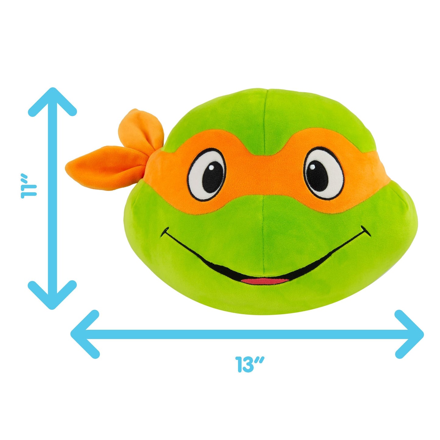 Club Mocchi Mocchi Michelangelo Plush - 15 Inch TMNT Head Toy, Orange, Soft Polyester Collectible