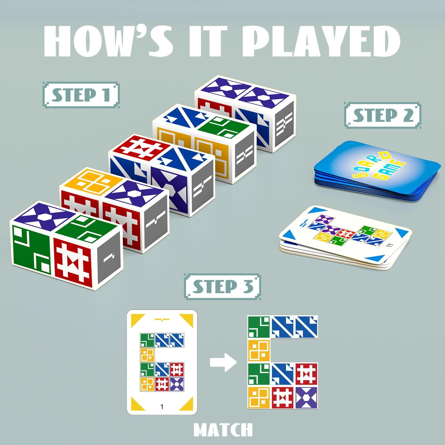Family Board Game For Kids & Adults, Block Puzzle Games For Boys & Girls Ages 4-8 8-12, 2+ Player Card Matching Puzzles For Chil