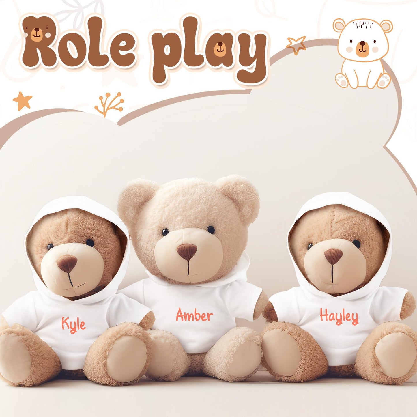 Litherr S 8-12 Inch Stuffed Animal Clothes Tshirt Sublimation Plush Bear Hoodie Perfect For Diy Your Personalization Stuffed Dol