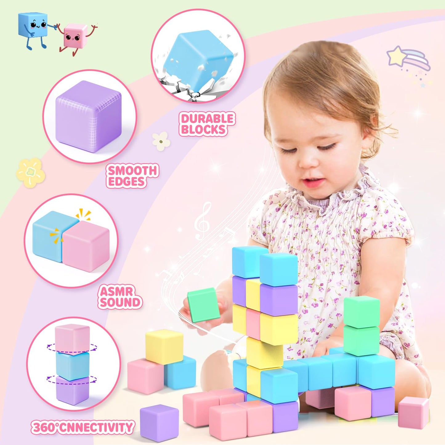 Magnetic Blocks - 35Pcs Magnetic Building Blocks For Toddlers 1-3 Stem Magnetic Cubes For Kids Ages 2-4, Classroom Must Haves Ma