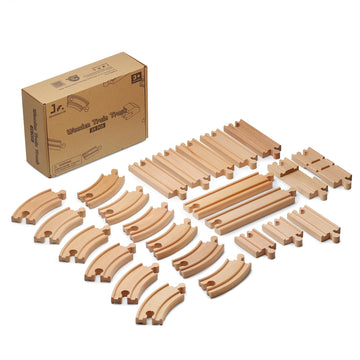 Sainsmart Jr. Wooden Train Track 24Pcs, Track Expansion Compatible With All Major Brands Toddler Railway Toy Train Set Boys Trai
