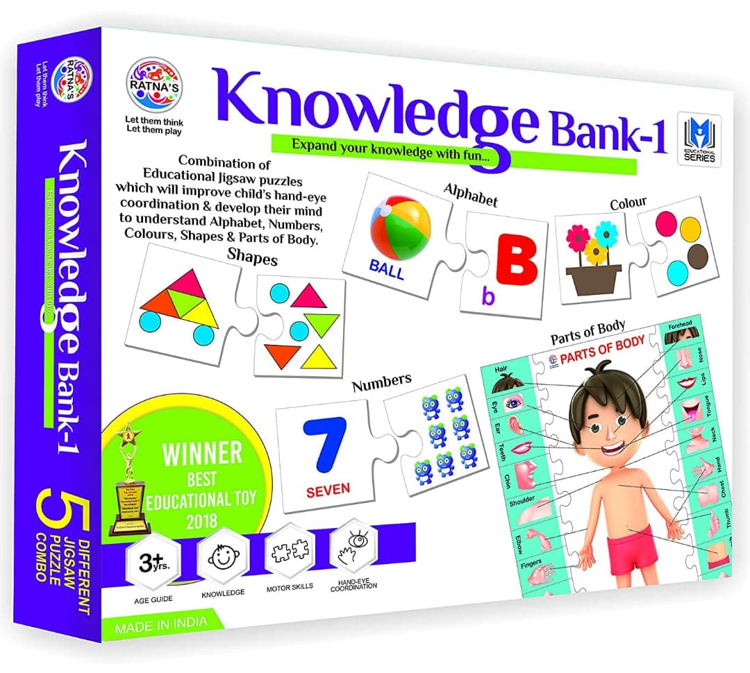 Educational Knowledge Bank Series of 5 Different Jigsaw Puzzle Combo 1 Expand Your Knowledge with Fun for Kids 3+yrs.