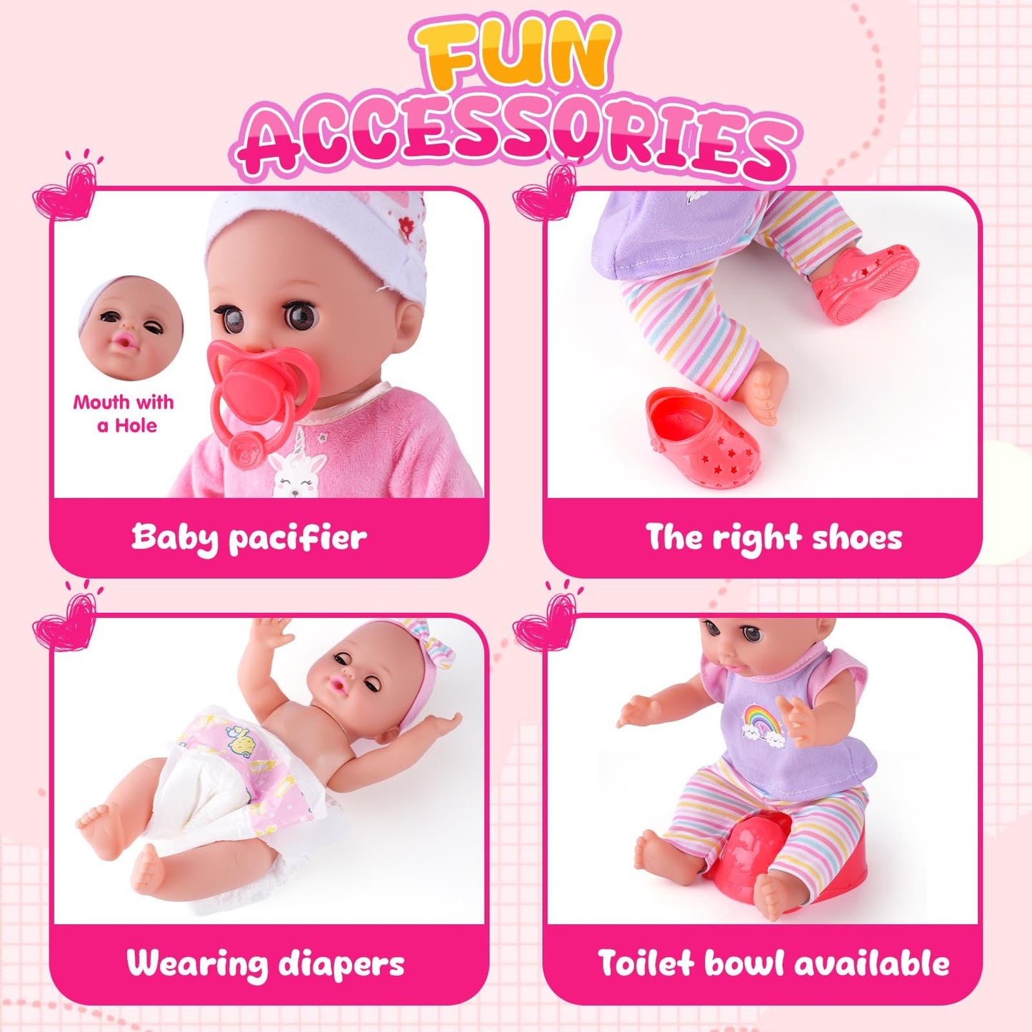 AuntyFey Baby Doll with Accessories Set, Baby Dolls Set for Toddler Girls 3-5 6-12, Baby Doll Playset, Baby Dolls for 5 Year Old