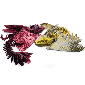 2 Pack Feathered Wyvern 3D Printed Articulated Dragon, Collectible Fantasy Dragon Figure For Anxiety Relief, Desktop Pet(Stargua
