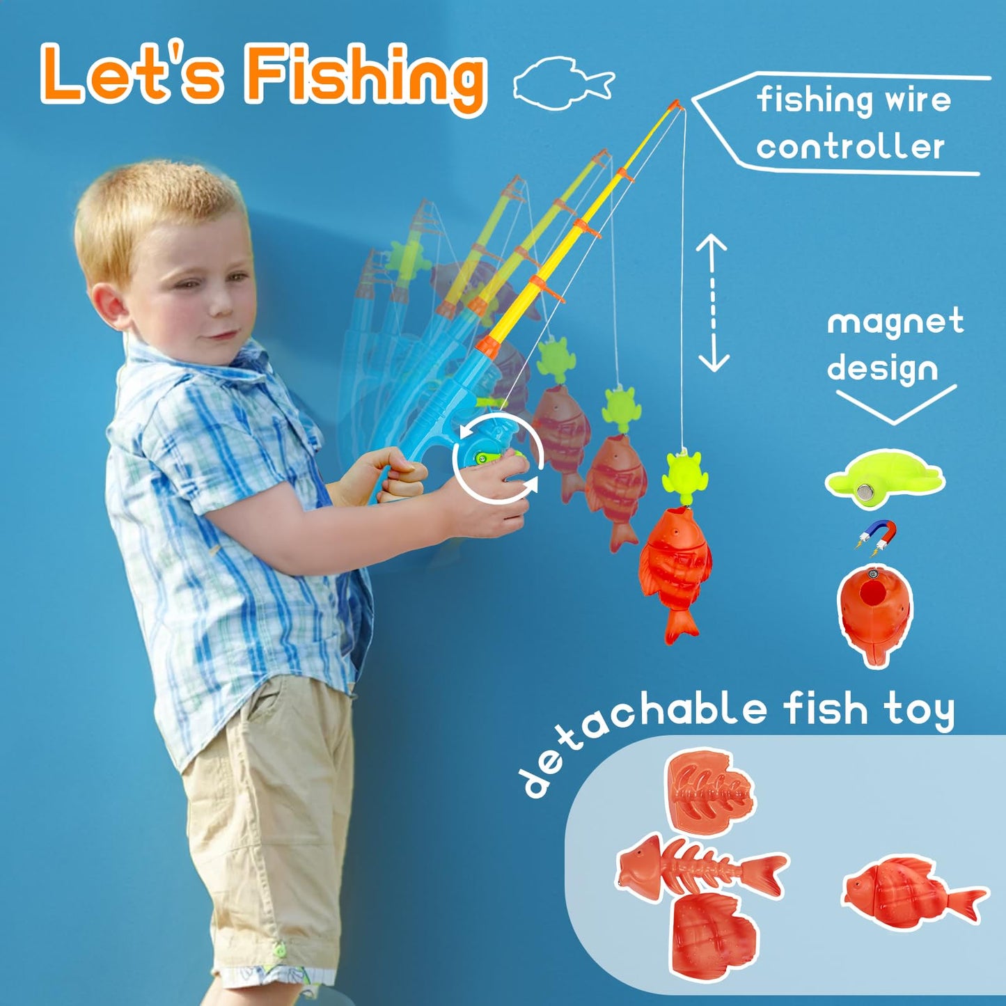 Kids Camping Toys, Mitcien Camping Set Include Pretend Campfire Play Food Fruits & Vegetables Hamburger Magnetic Fishing Toy Tod