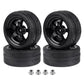 Hobbyfire Pre-Glued OD 2.55'' 12mm Hex Wheels Rims and Rubber Tires for Traxxas Tamiya HPI HSP Redcat RC 1/10 On Road Racing Car