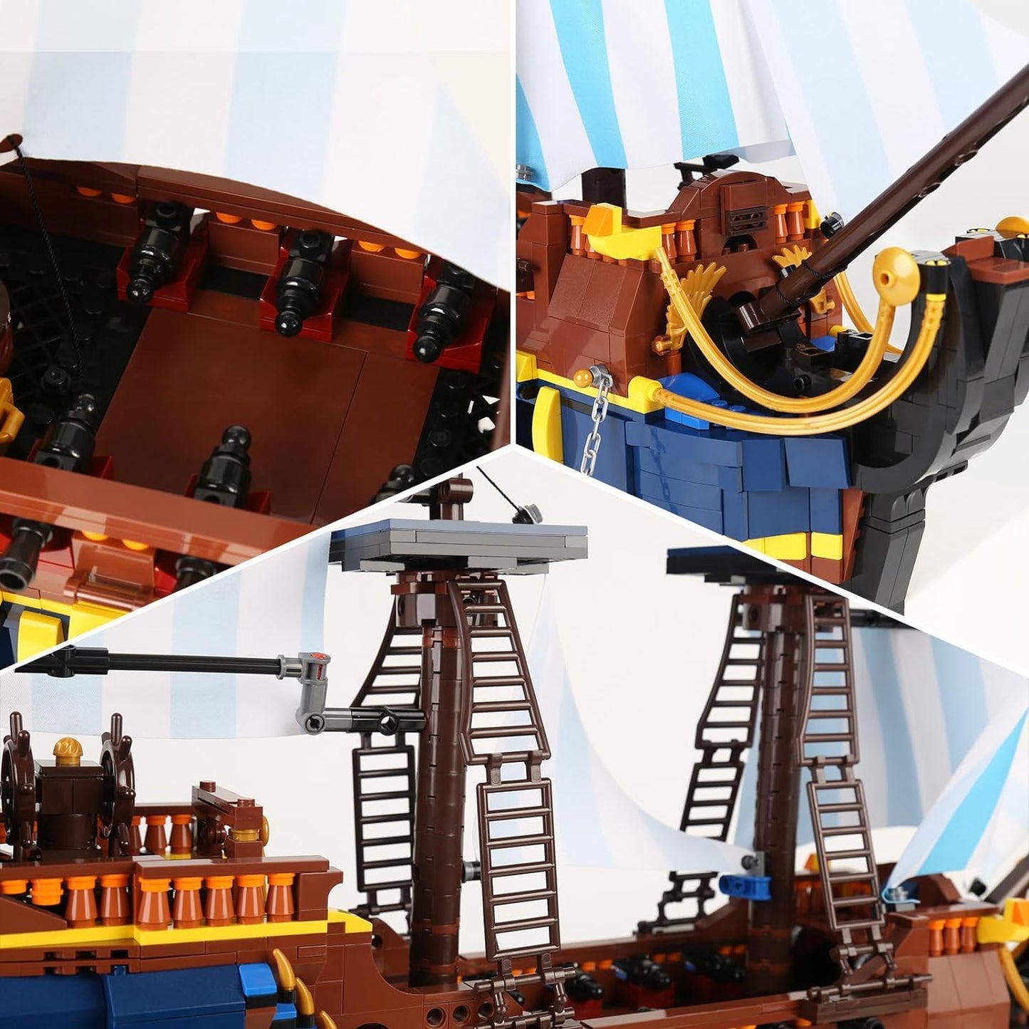YESHIN Pirates Ship Model Building Blocks Kits  MOC Sailboat Model Construction Set to Build  Gift for Kids Age 8+/mature-themed Collections Enthusiasts (2010+Pieces)