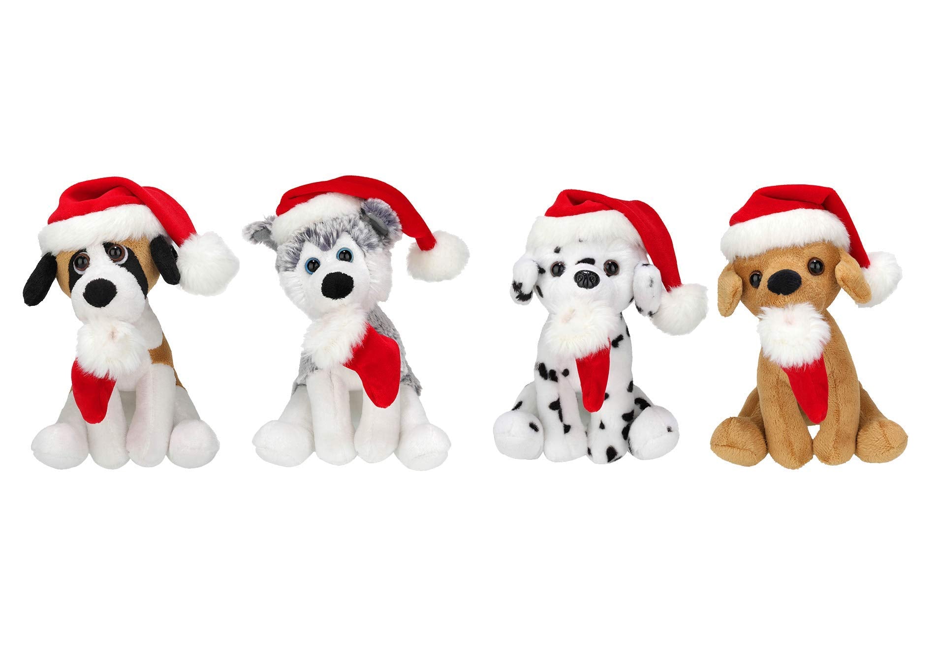 Plushland Xmas Pawpal with Santa Hat Stuffed Animals Plush Puppet Dog 8 Inches for Kids - A Perfect Christmas Day Gift on This Holiday for Babies (New Christmas Dog Assortment)