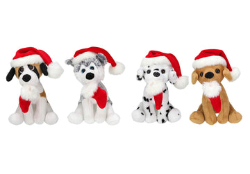 Plushland Xmas Pawpal with Santa Hat Stuffed Animals Plush Puppet Dog 8 Inches for Kids - A Perfect Christmas Day Gift on This Holiday for Babies (New Christmas Dog Assortment)