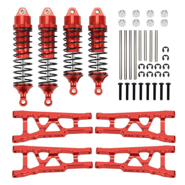 RCAWD Front Rear Full Aluminum Suspension Arms,Shock Absorber Assembled for 1/10 Traxxas Slash Rustler Hoss Stampede Bandit 4x4