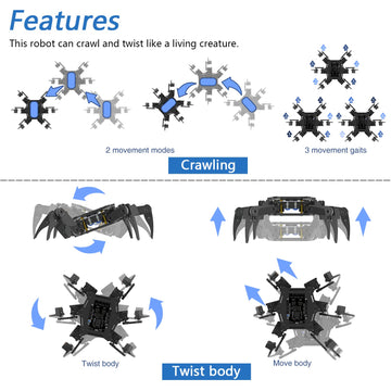 Freenove Hexapod Robot Kit With Remote (Compatible With Arduino Ide), App Remote Control, Walking Crawling Twisting Servo Stem P