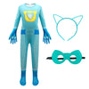 Daisyduds Superhero Costume Jumpsuits With Zipper, Accessories Set Halloween Christmas Outfits For Little Cutie(130Cm/6-7T) Blue